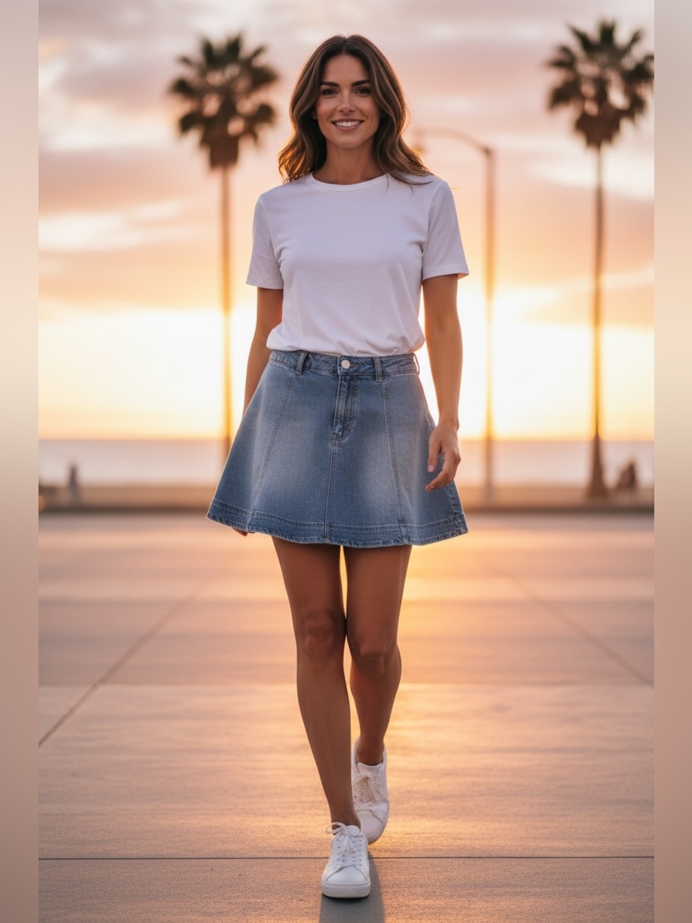 Free People Light Blue Denim Circle Skirt